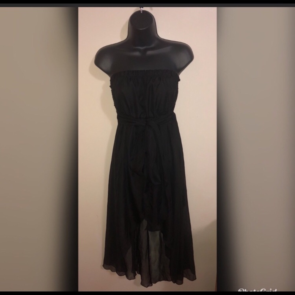 Black Tie Up High Low Dress
